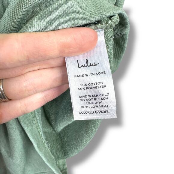 Lulus NWOT Perfect Lazy Day Sage Green Sleeveless Drawstring Lounge Romper Small - Picture 9 of 9